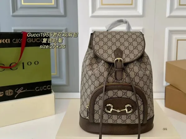 Gucci GG Marmont Backpack Gray with Yellow Accents - 18