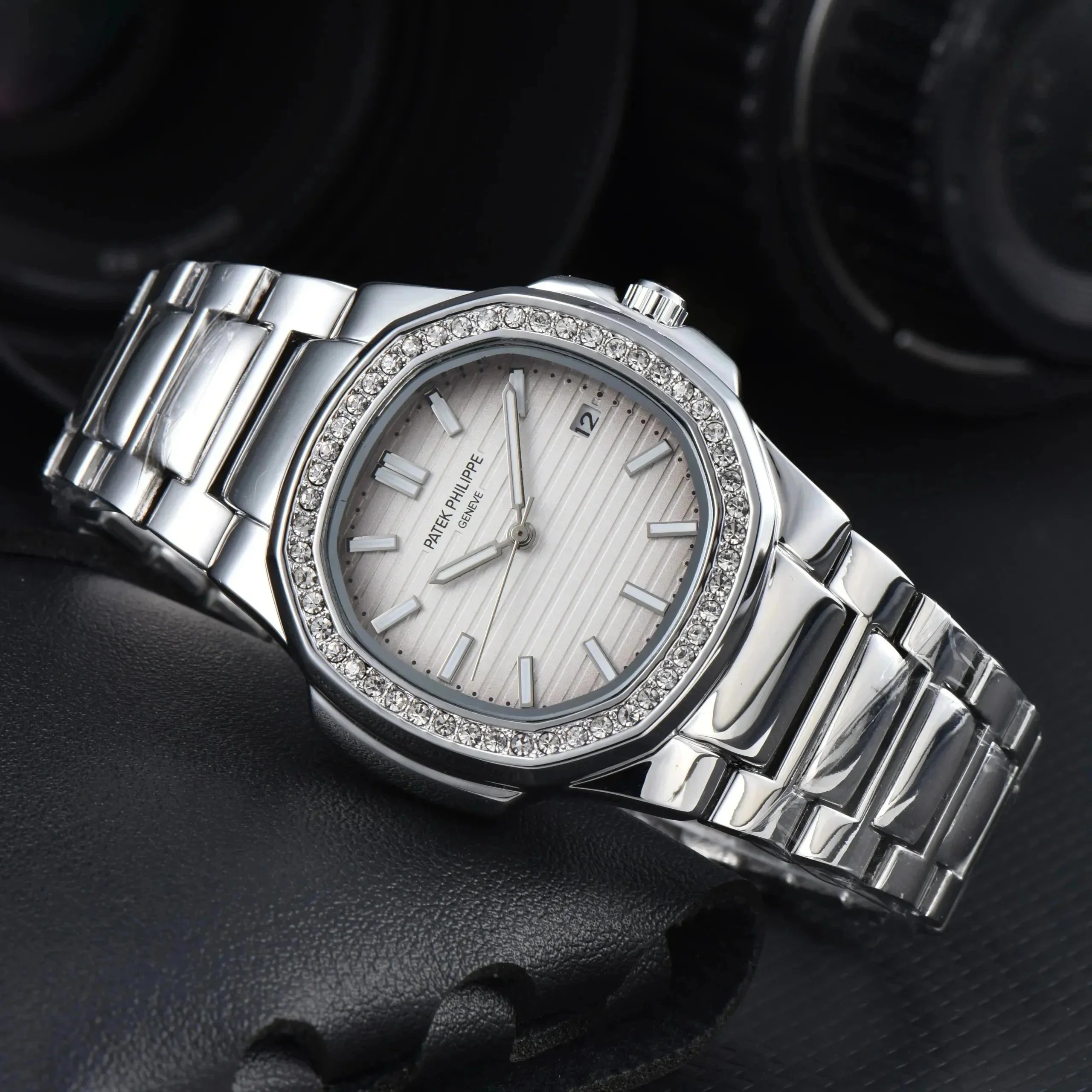 Patek Philippe Watches Stainless Steel Bracelet Watch with Crystal Bezel — 4