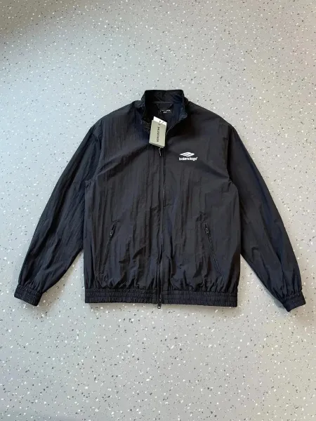 Balenciaga Logo Windbreaker Black Jacket - 46