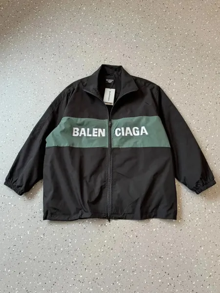 Balenciaga Logo Windbreaker Black Jacket - 43