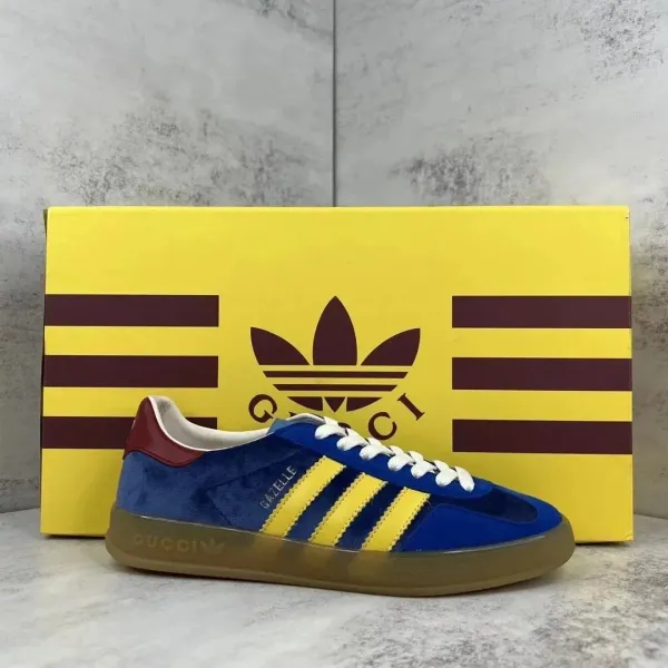 Adidas Originals Gazelle x Gucci White Navy Beige Sneakers - 12
