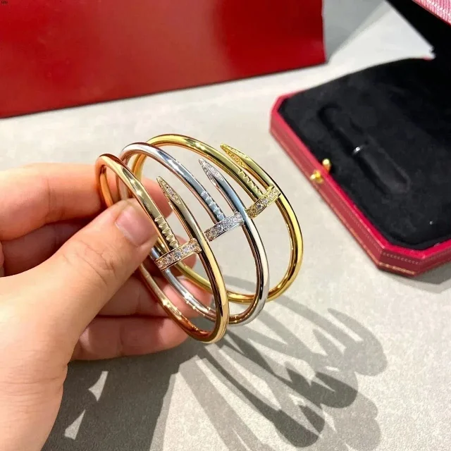 Unbranded Jewelry Nail Motif Bangle Bracelet with Rhinestone Accents product detail image 2