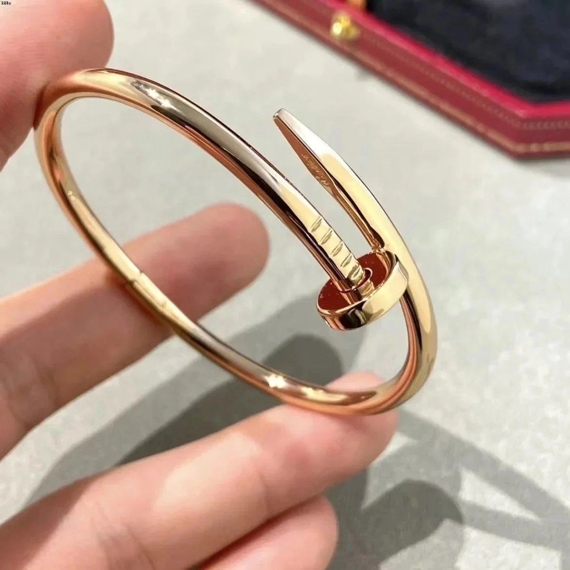 Unbranded Jewelry Nail Motif Bangle Bracelet with Rhinestone Accents — 6