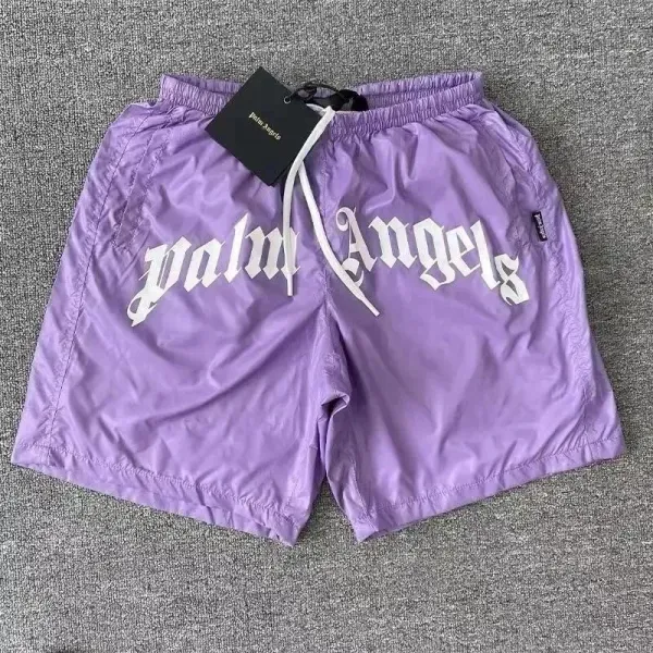 Palm Angels Logo Print Nylon Shorts Black - 3