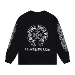 thumbnail for High quality double yarn cotton crew neck long sleeve T-shirt printed for men and women