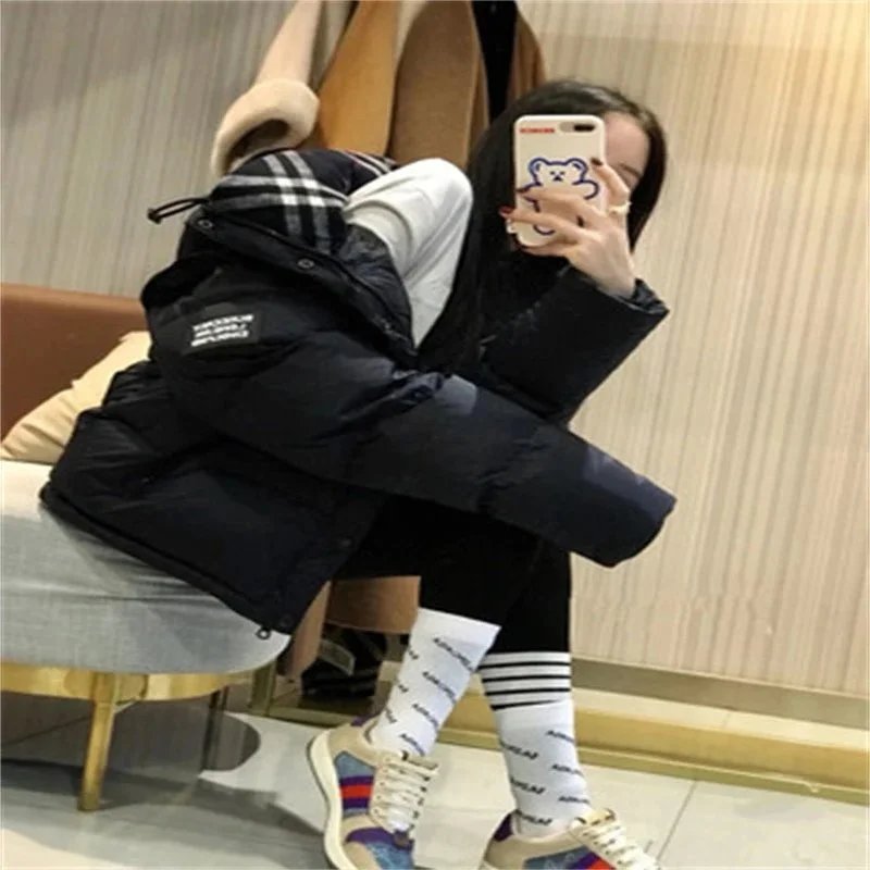 冬新款周冬雨款羽绒服女短款白鸭绒情侣装可脱卸宽松外套潮 - 134134