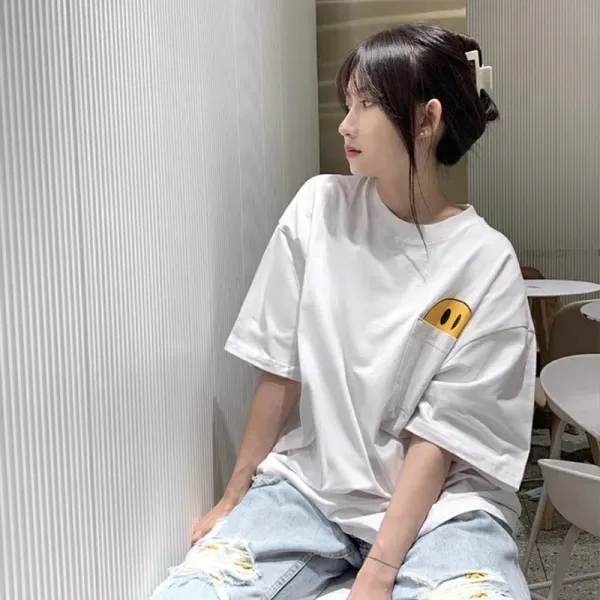 Design Smiley Pocket T-Shirt White - 1