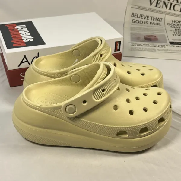 Crocs Classic Clog Platform Beige Casual Shoes - 1