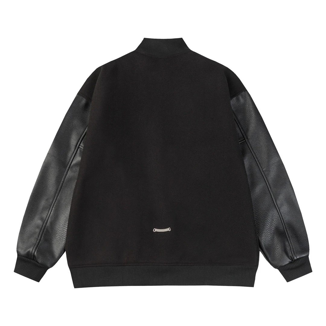 GRA Cross Embroidery Varsity Jacket Black/White - 6