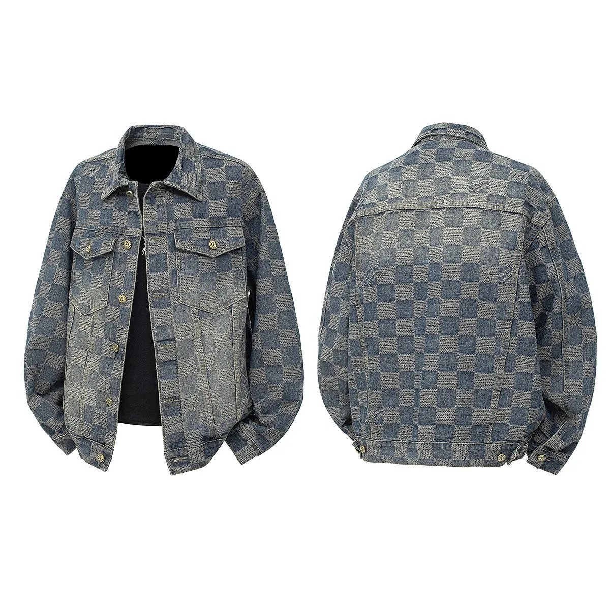 L Denim Leather Jacket