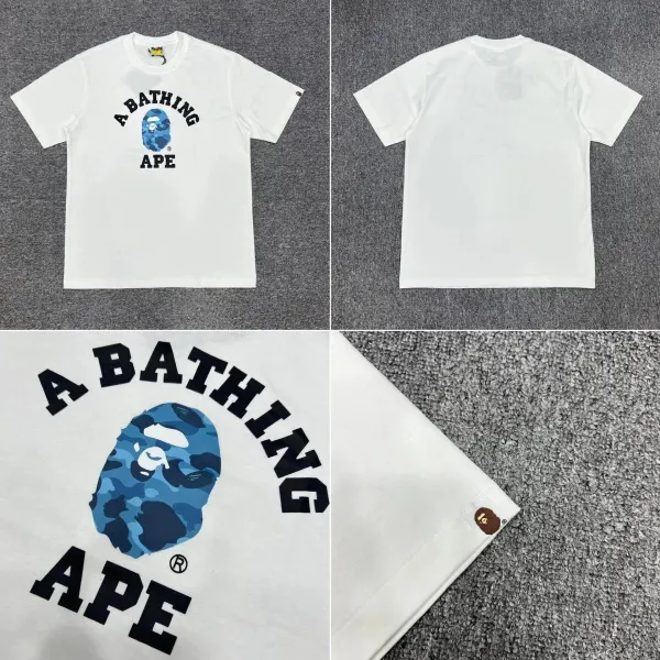 A Bathing Ape Blue Camo Big Ape Head T-Shirt White - 1