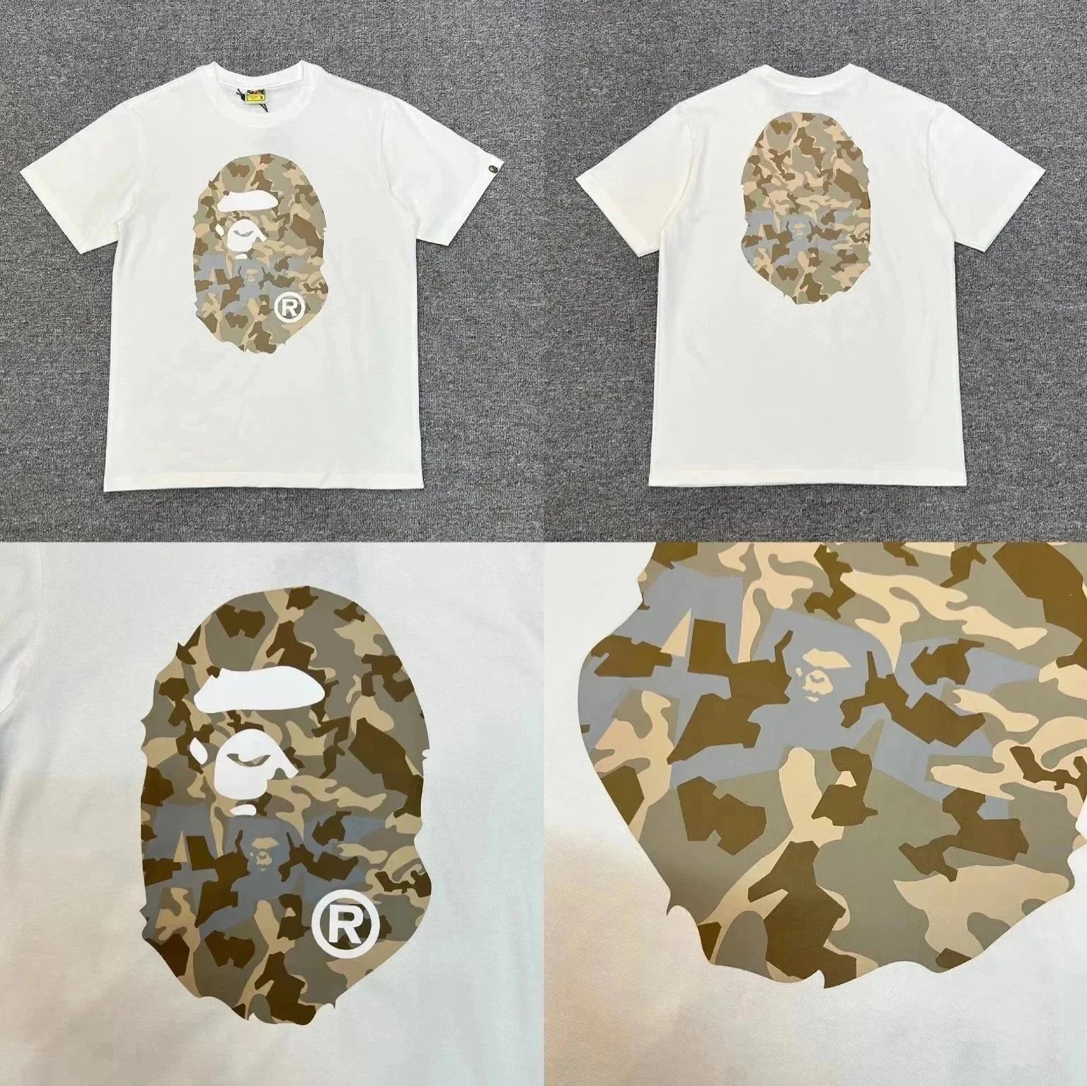 A Bathing Ape Camo Big Ape Head White T-Shirt - 8