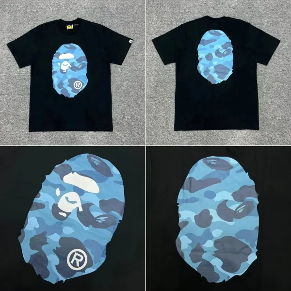 A Bathing Ape Blue Camo Big Ape Head T-Shirt - 1
