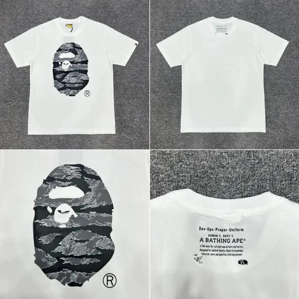 A Bathing Ape Camo Big Ape Head White T-Shirt - 1