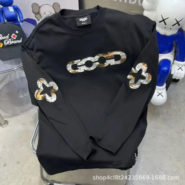 Good Brand Snake Print Logo Long Sleeve T-Shirt Black - 1