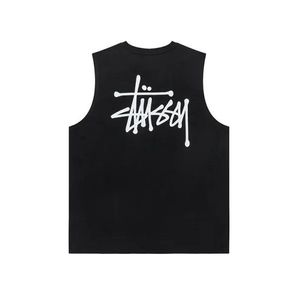 Stussy Classic Logo Sleeveless Tee Black Vest Top - 1