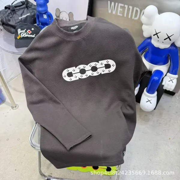 GOOD BANG Chain Logo Ribbed Long-Sleeve Top Gray - 1