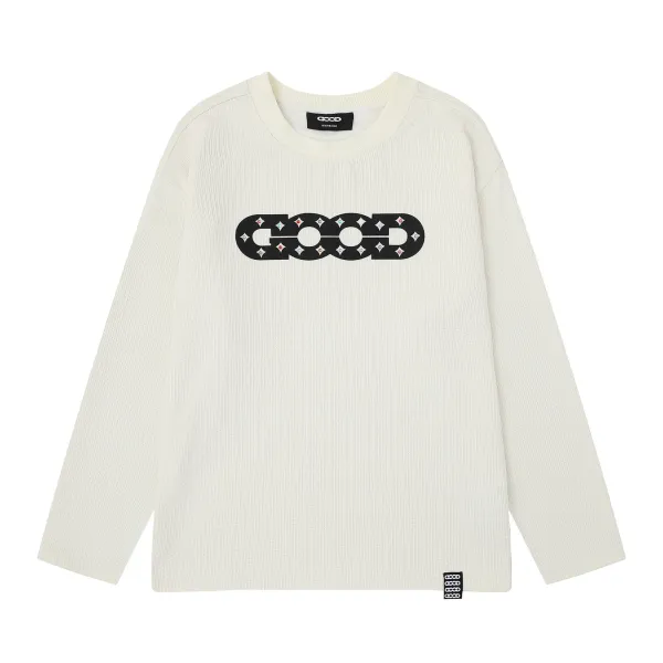 COOD Chain Logo Ribbed Knit Sweater Beige - 1