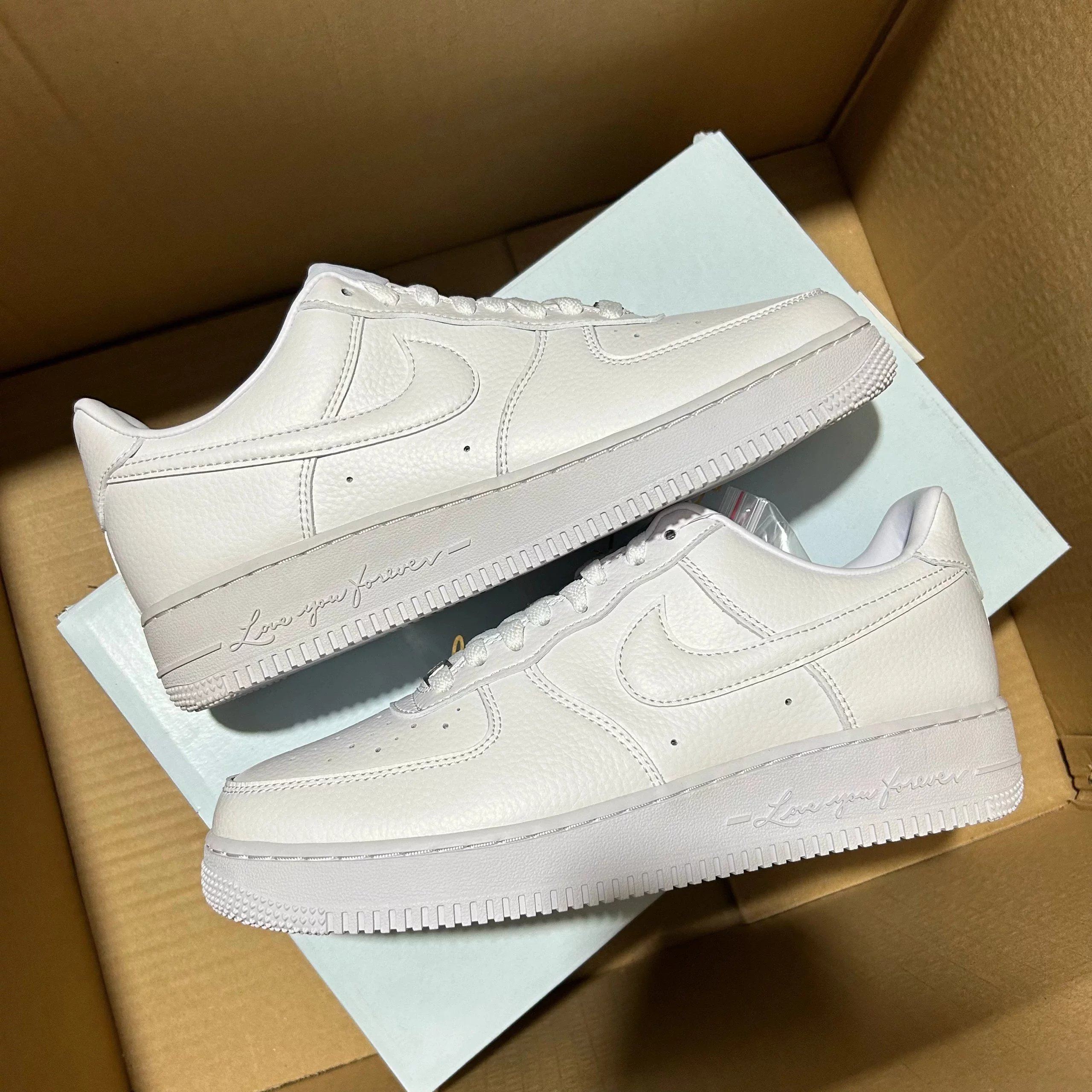 Original AF1 Duck Co branded Peach Heart White Base