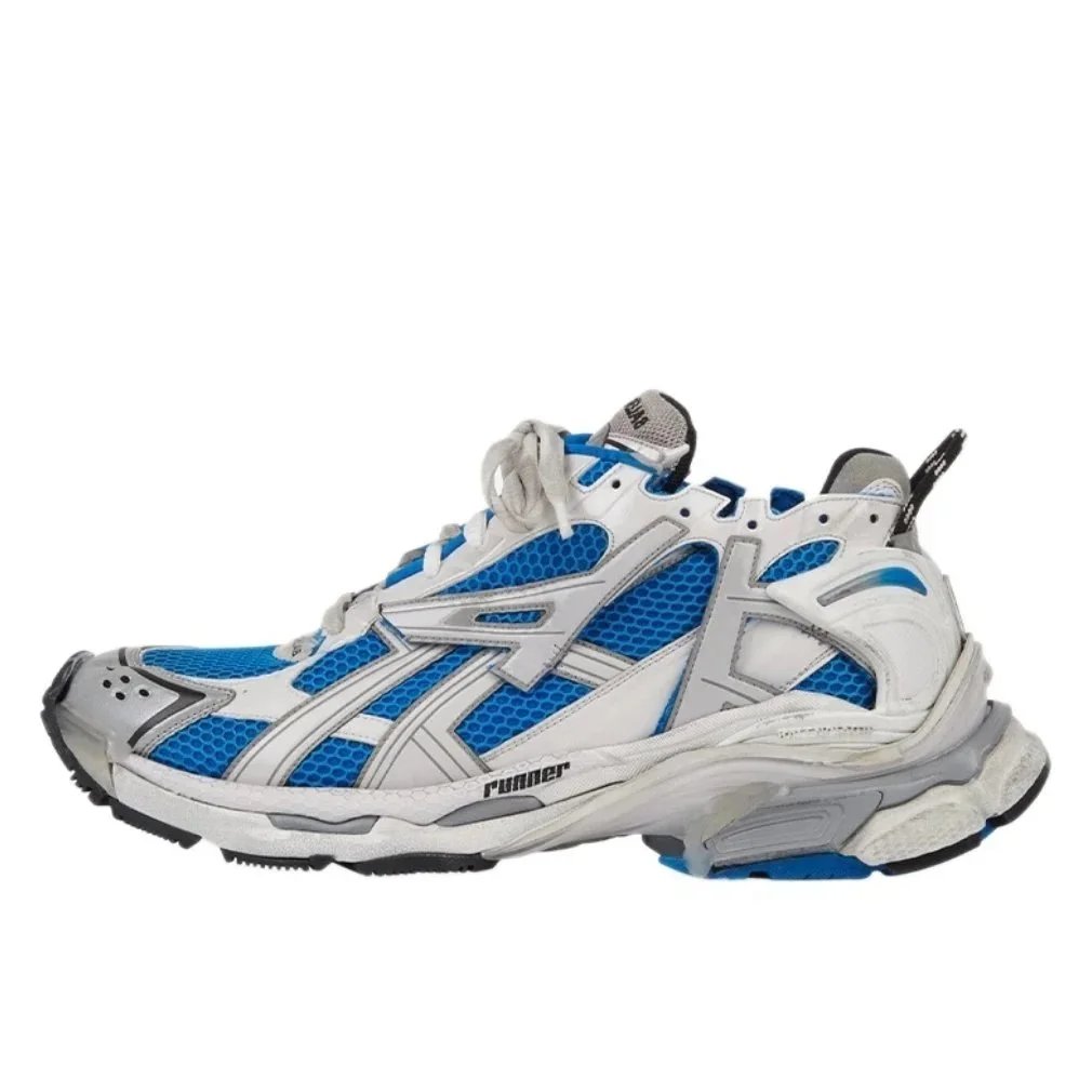 BLRN blue background silver white stripe