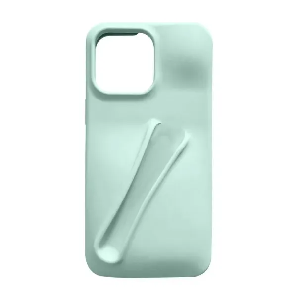 Design Minimalist Mint Green Phone Case with Integrated Kickstand - 1