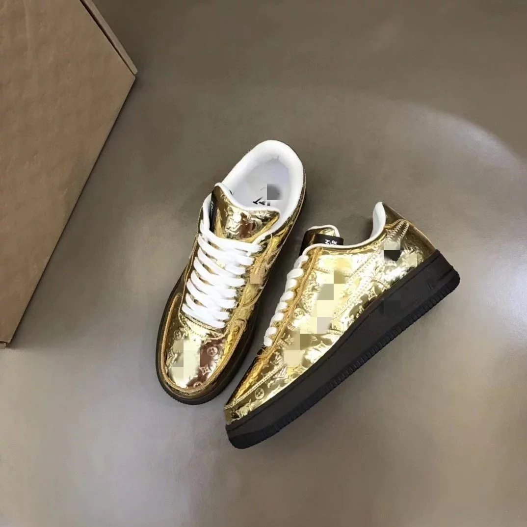 Louis Vuitton x Nike Air Force 1 Metallic Gold Monogram