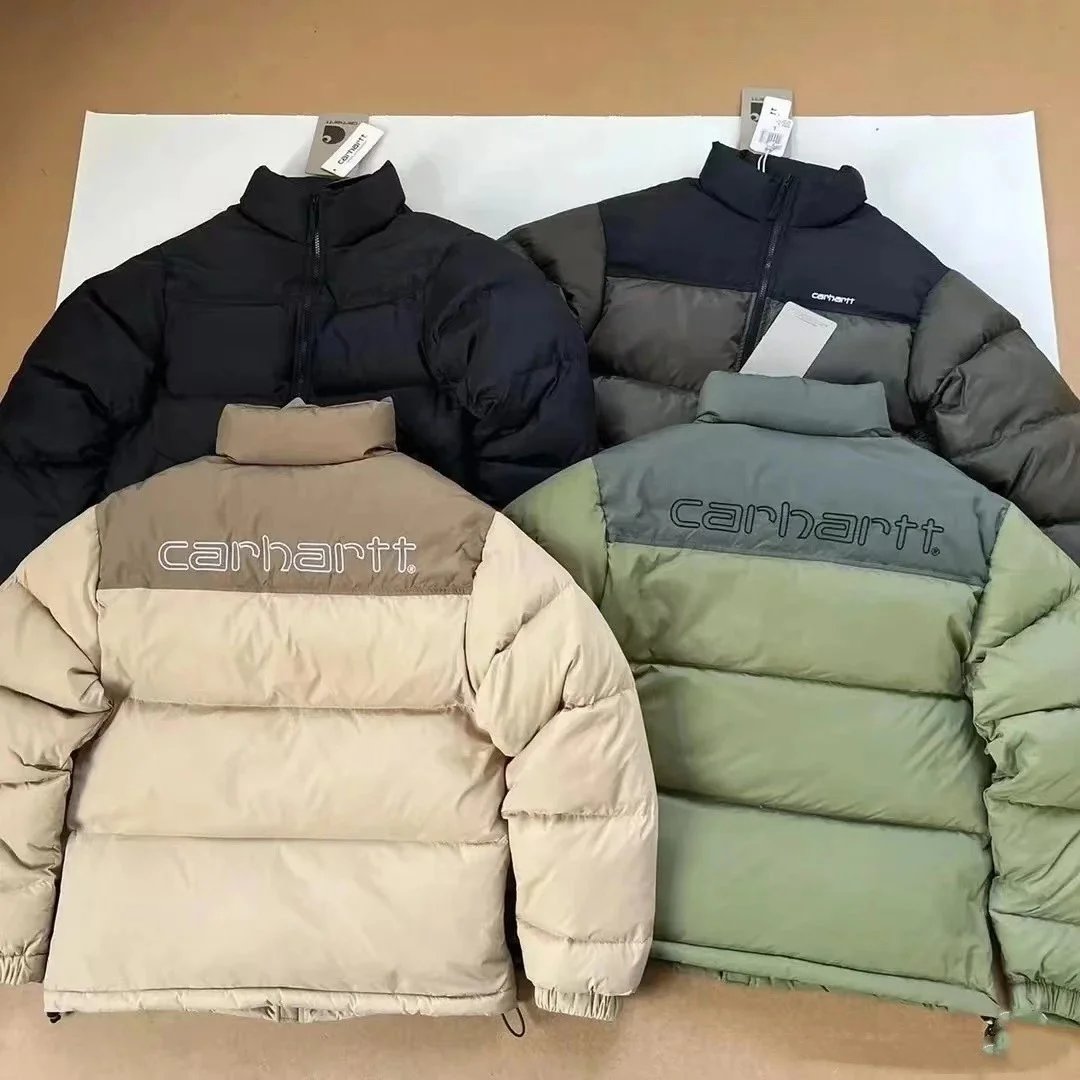 刺绣拼接羽绒棉服防风防水潮流宽松加厚保暖情侣外套装 - 134896