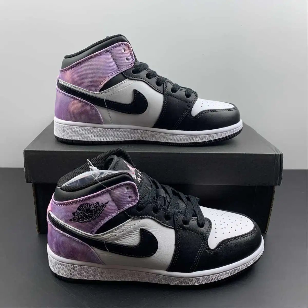 AJ1 Mid Black Purple White Tie-Dye – DM6216-001