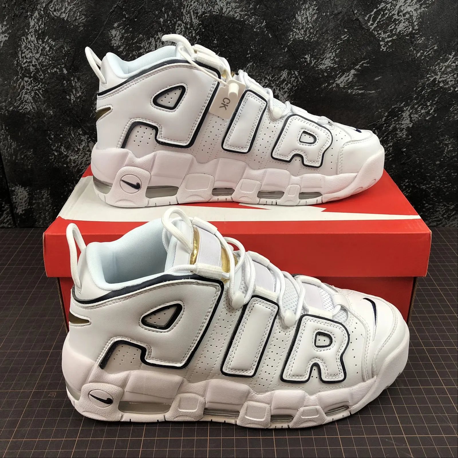 Nike Air More Uptempo White Black Gold