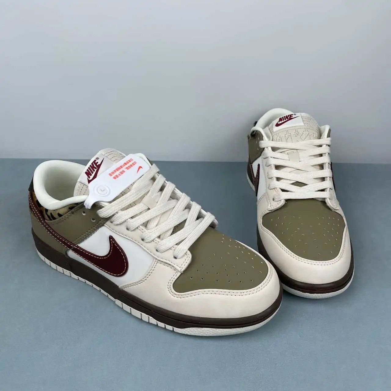 Nike Dunk Low Off-White Olive Green Burgundy Color-Blocked – IM6687-262 thumbnail 2