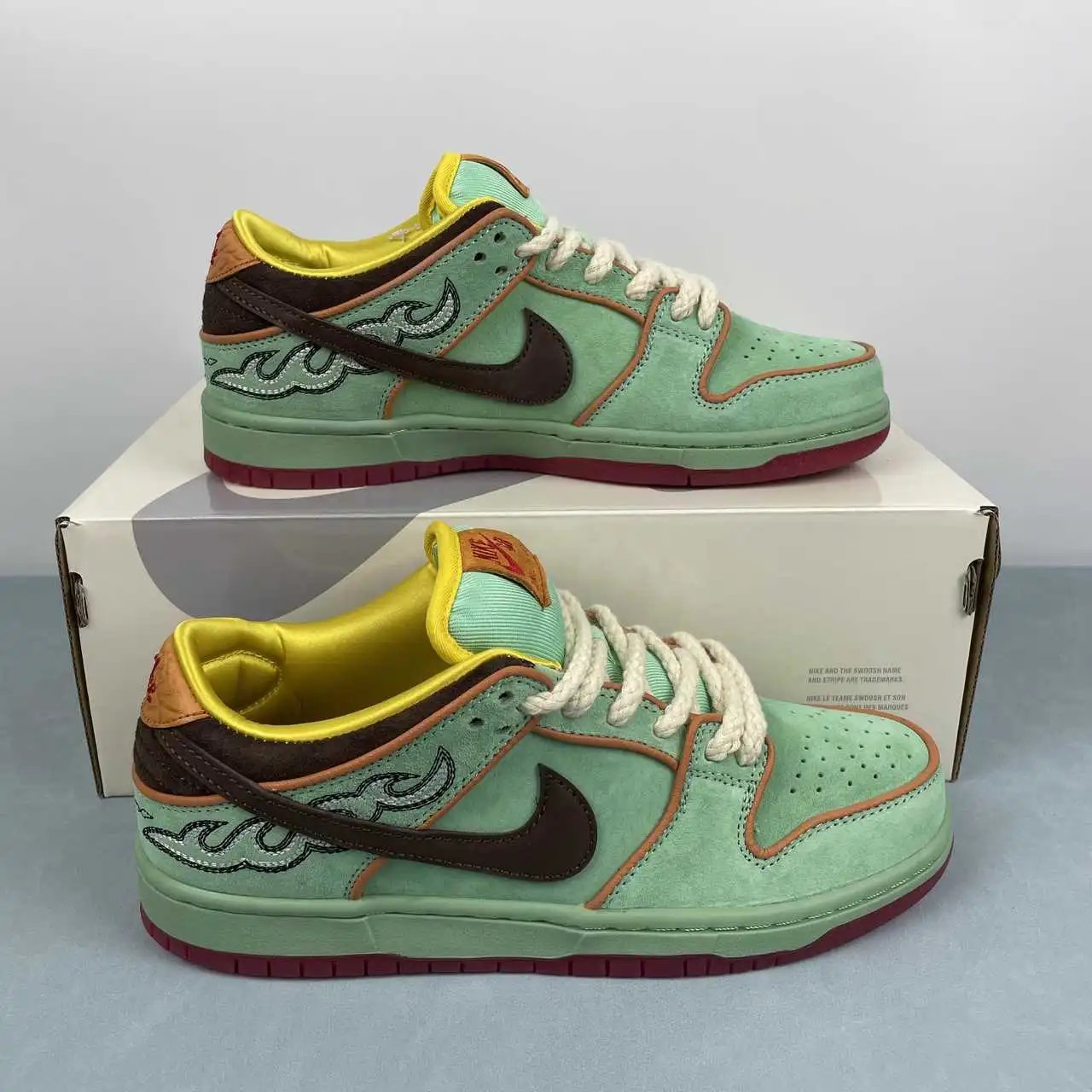Nike Dunk Low Green Brown Yellow Flame Embroidery – HF3058-300