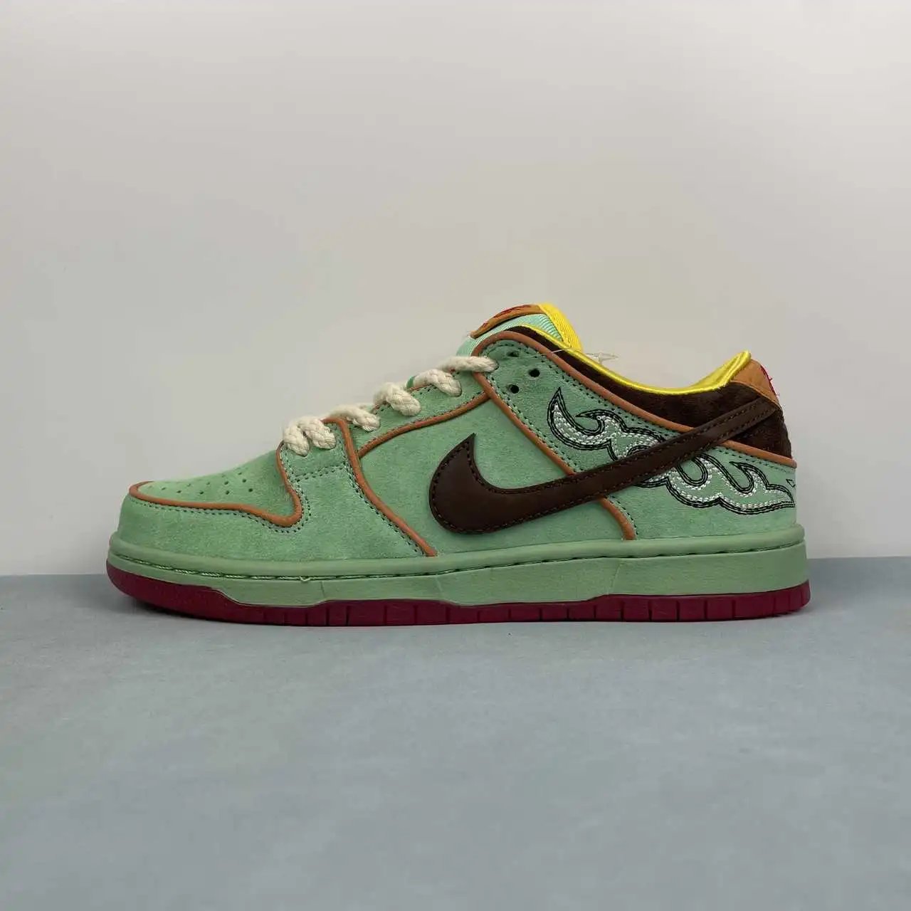 Nike Dunk Low Green Brown Yellow Flame Embroidery – HF3058-300 thumbnail 4