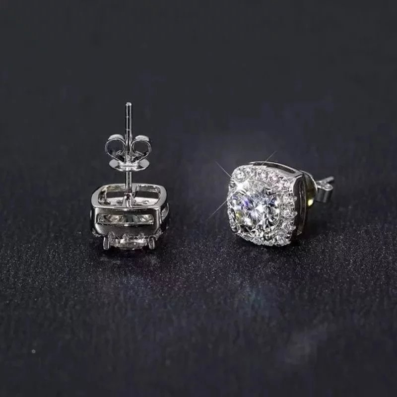 Flyerbuy Trendy High-grade Full Diamond All-match Earrings for Men American Style Light Luxury Niche Design Unique Elegant Earring