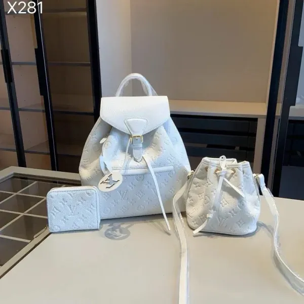 Louis Vuitton Monogram Empreinte White Backpack, Bucket Bag, and Card Holder Set - 1