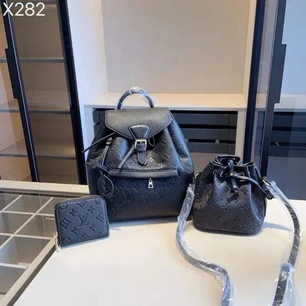 Louis Vuitton Monogram Empreinte Black Backpack, Bucket Bag, and Coin Purse Set - 1