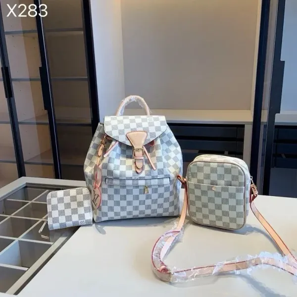 Louis Vuitton Damier Azur Neo Noé Backpack and Pochette Set in White and Gray - 1