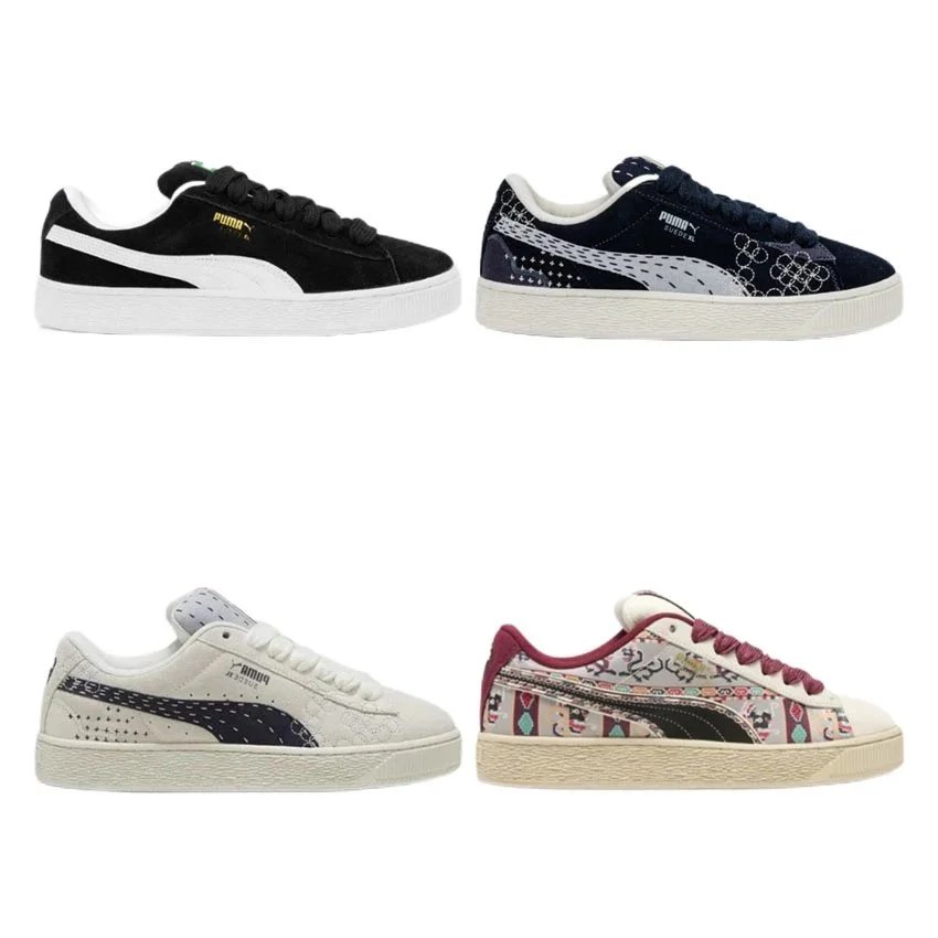 Puma Suede Black White Blue Multi Color Casual Sneakers