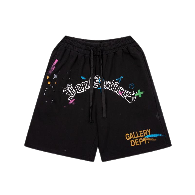 Gallery Dept Paint Splatter Shorts Black