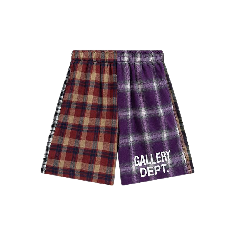 Gallery Dept Plaid Split-Color Shorts Purple / Red