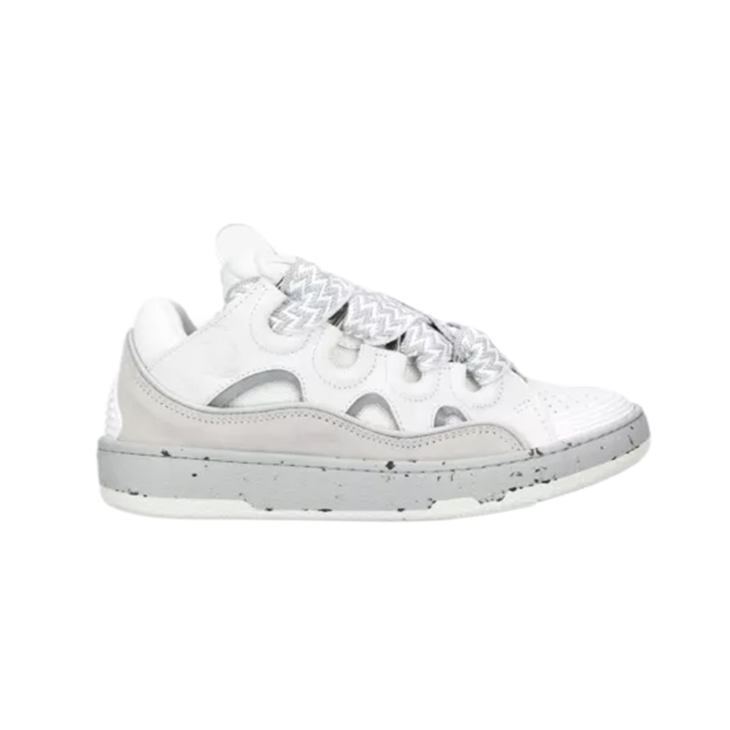 White Leather Sneakers With Cutouts And Speckled Sole