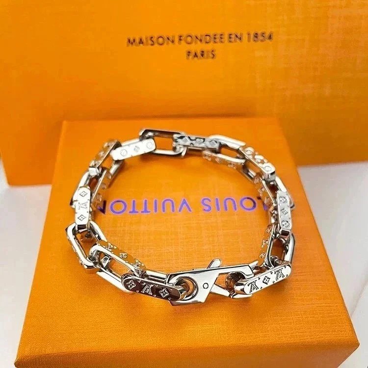 【Premium Version】Quenched Bamboo Joint Bracelet for Men, Classic Monogram Couple Bracelet, Silver Two-Tone Quenched Bamboo Joint Unisex Bracelet for Men and Women