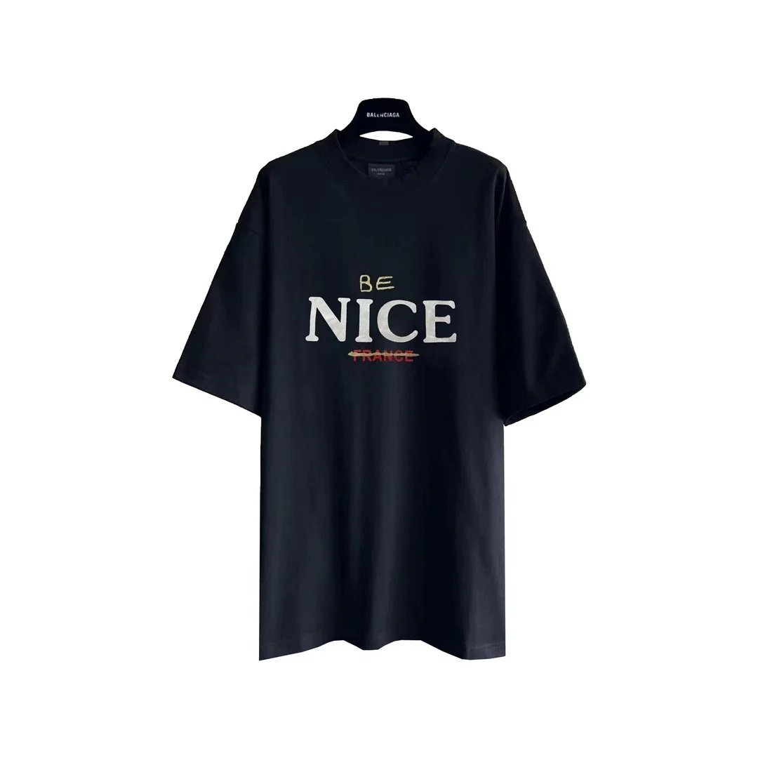 Balenciaga Acid Wash Black T-Shirt with Red Logo - 11