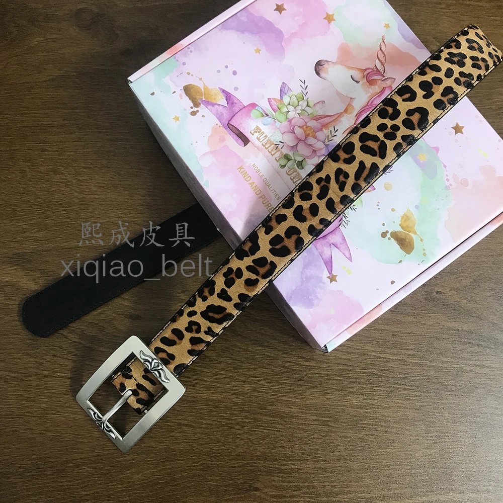 Leopard print square buckle