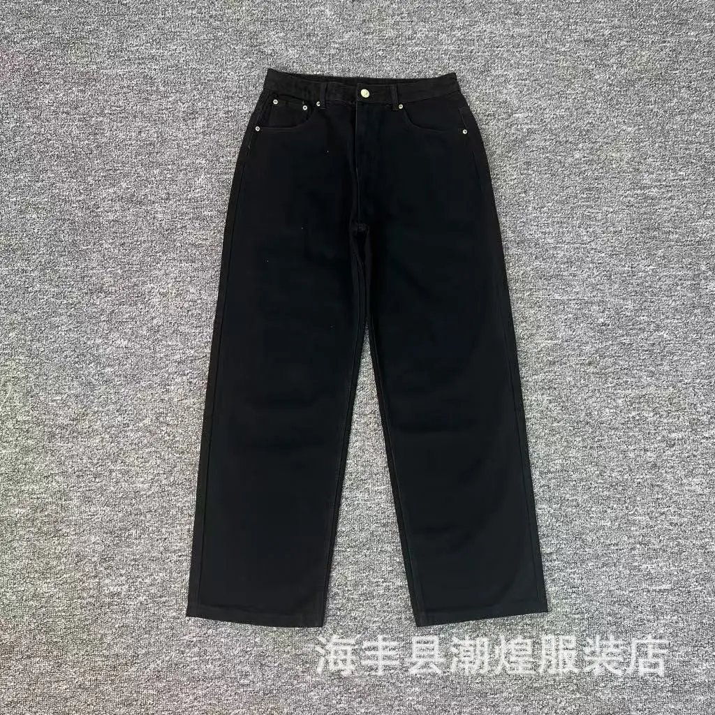Design Black Gothic Embroidery Straight-Leg Jeans - 4