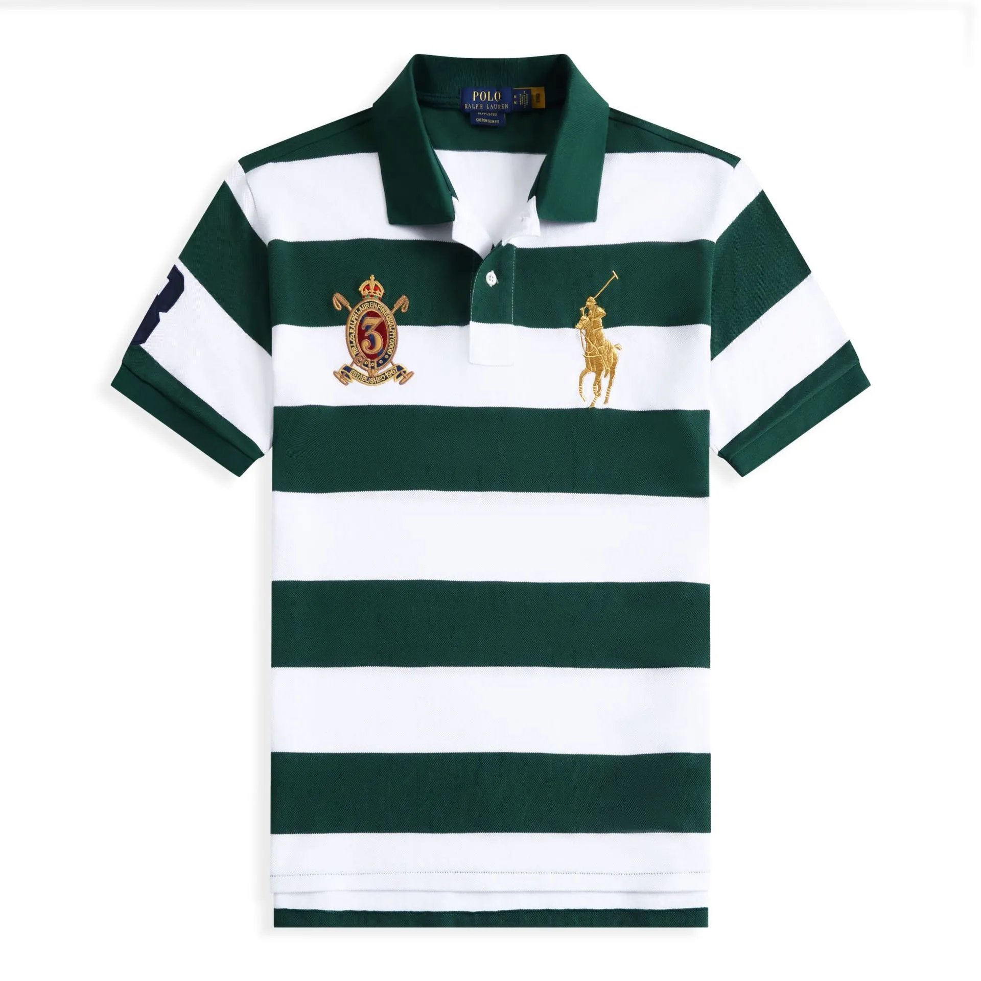 Polo Ralph Lauren Big Pony Rugby Stripe Polo Green White