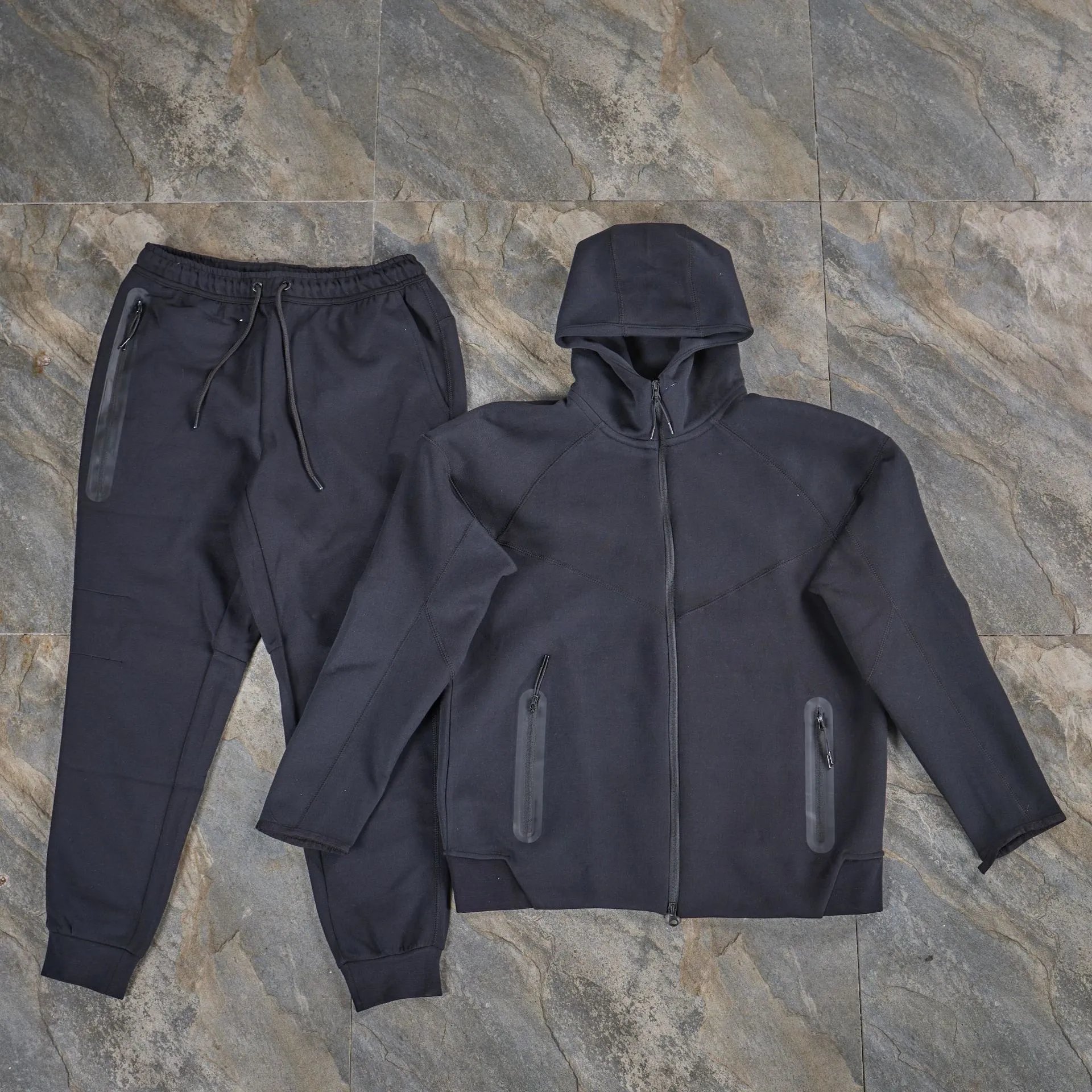 Nike Tech Fleece Hoodie and Joggers Set Gray / Black - 12