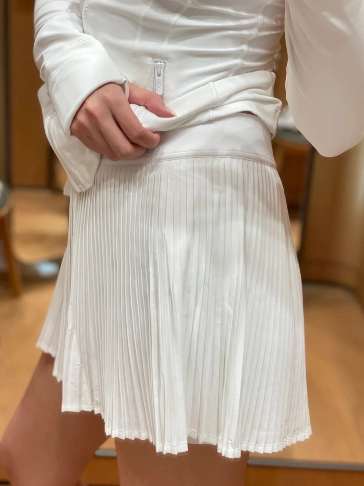 Design Pleated Mini Skirt White - 6