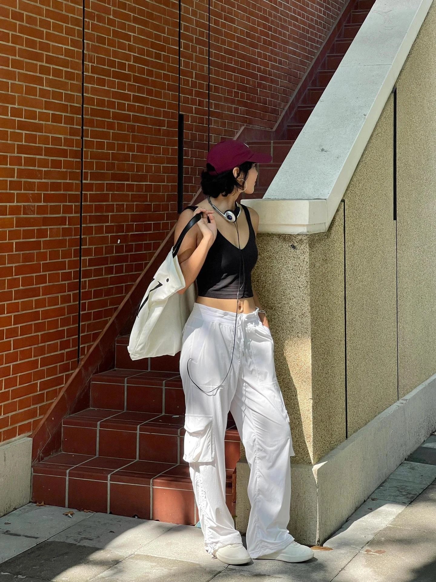 Design Cargo Pants Black Streetwear Wide-Leg Pants - 6