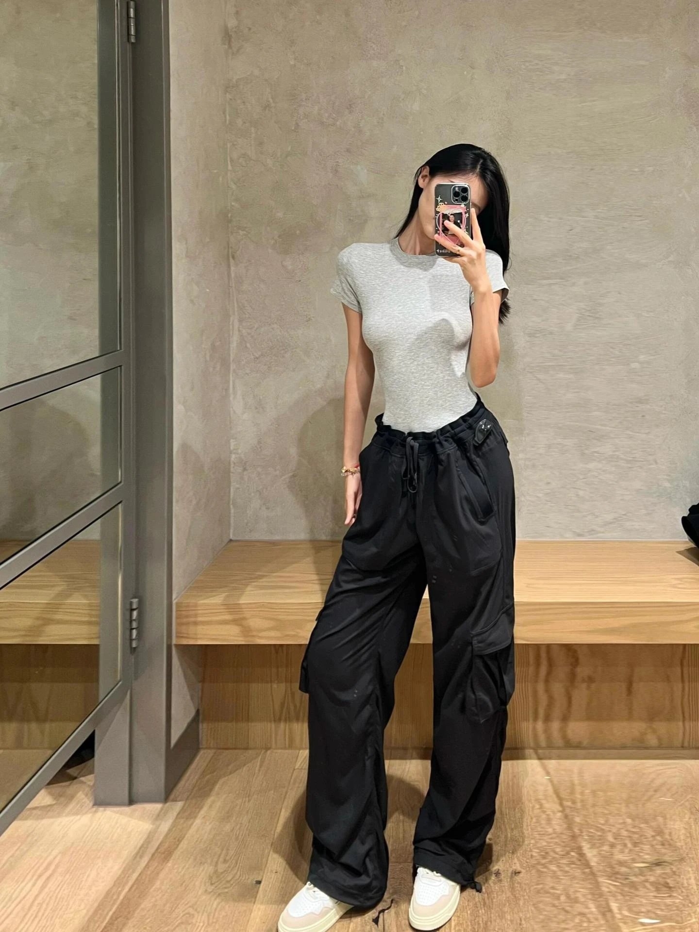 Design Cargo Pants Black Streetwear Wide-Leg Pants - 8