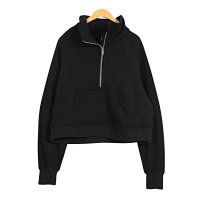 Black stand-collar sweatshirt
